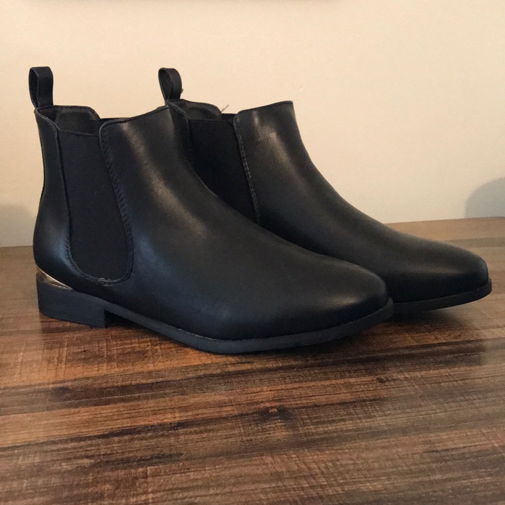 Black booties with Gold detail